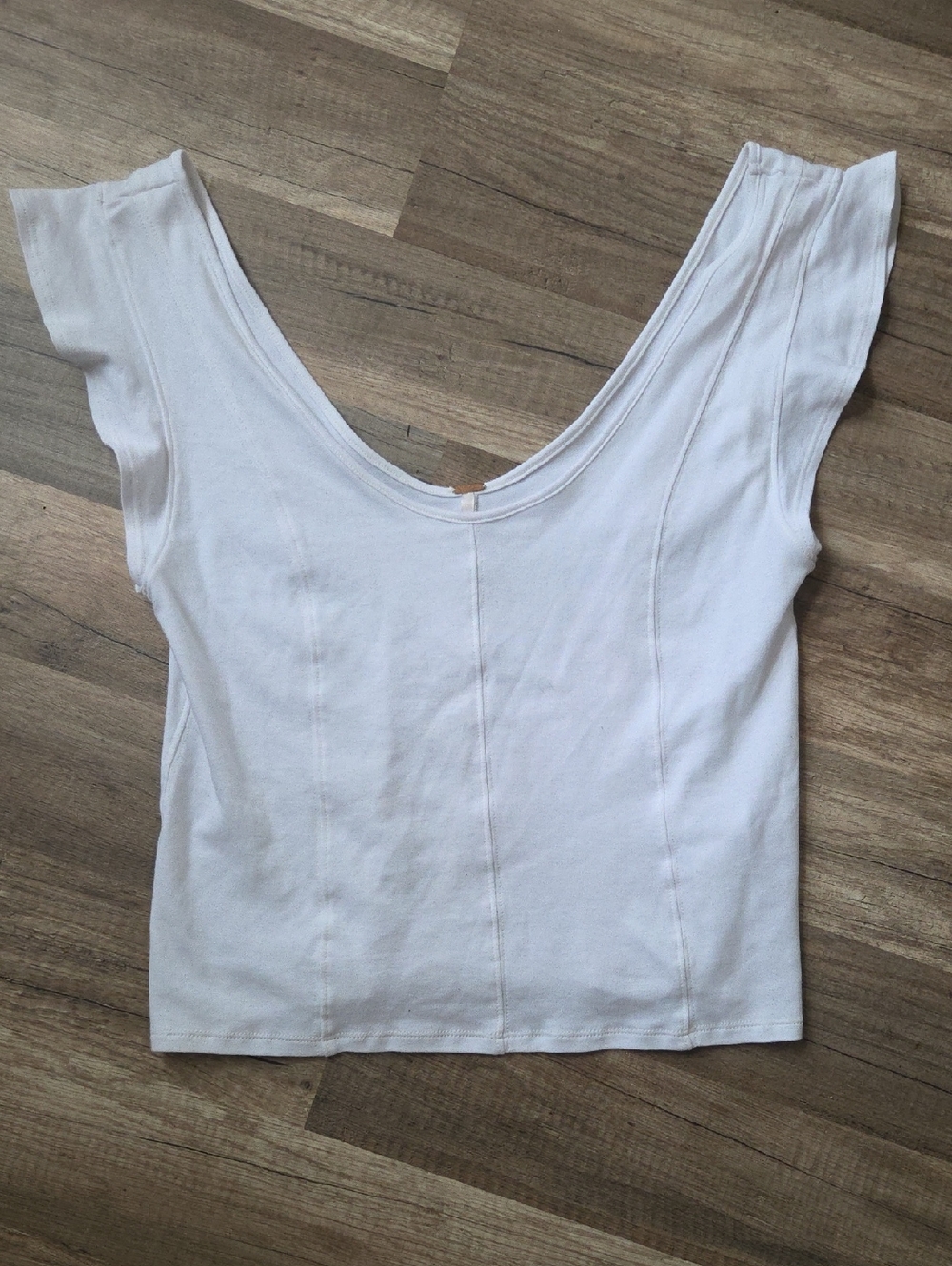 Free People White Scoop Neck Tank W/ Ruffle Sleeves
